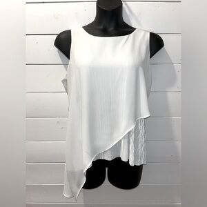 JULES & LEOPOLD – White Asymmetrical Sleeveless Blouse – Size XL
